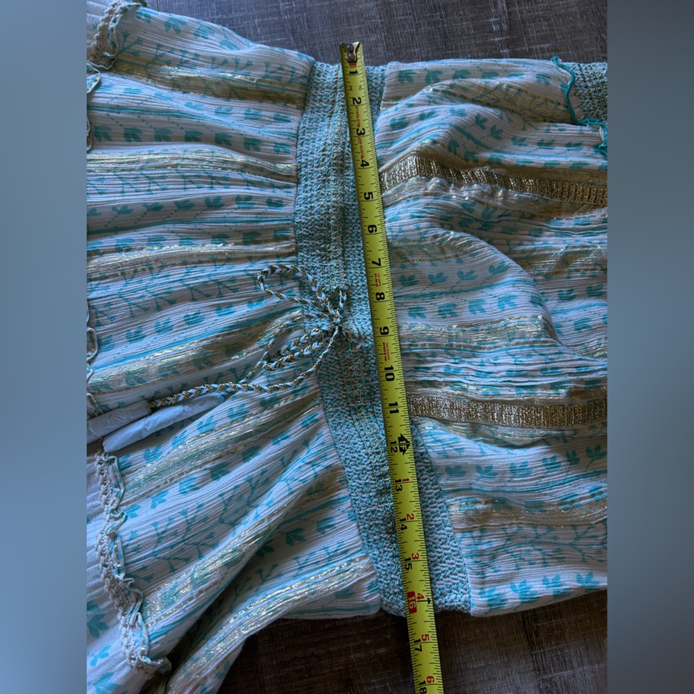 Soft Surroundings Aegean Tiered Maxi Dress Boho Metallic Size M Beachy NWOT - Picture 11 of 15